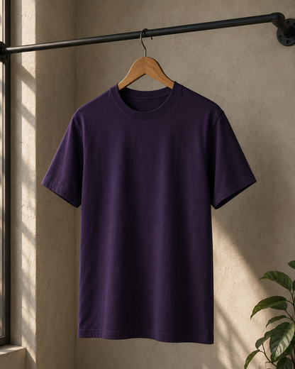 Premium Cotton Regular Fit T-Shirt| Velvet Grid