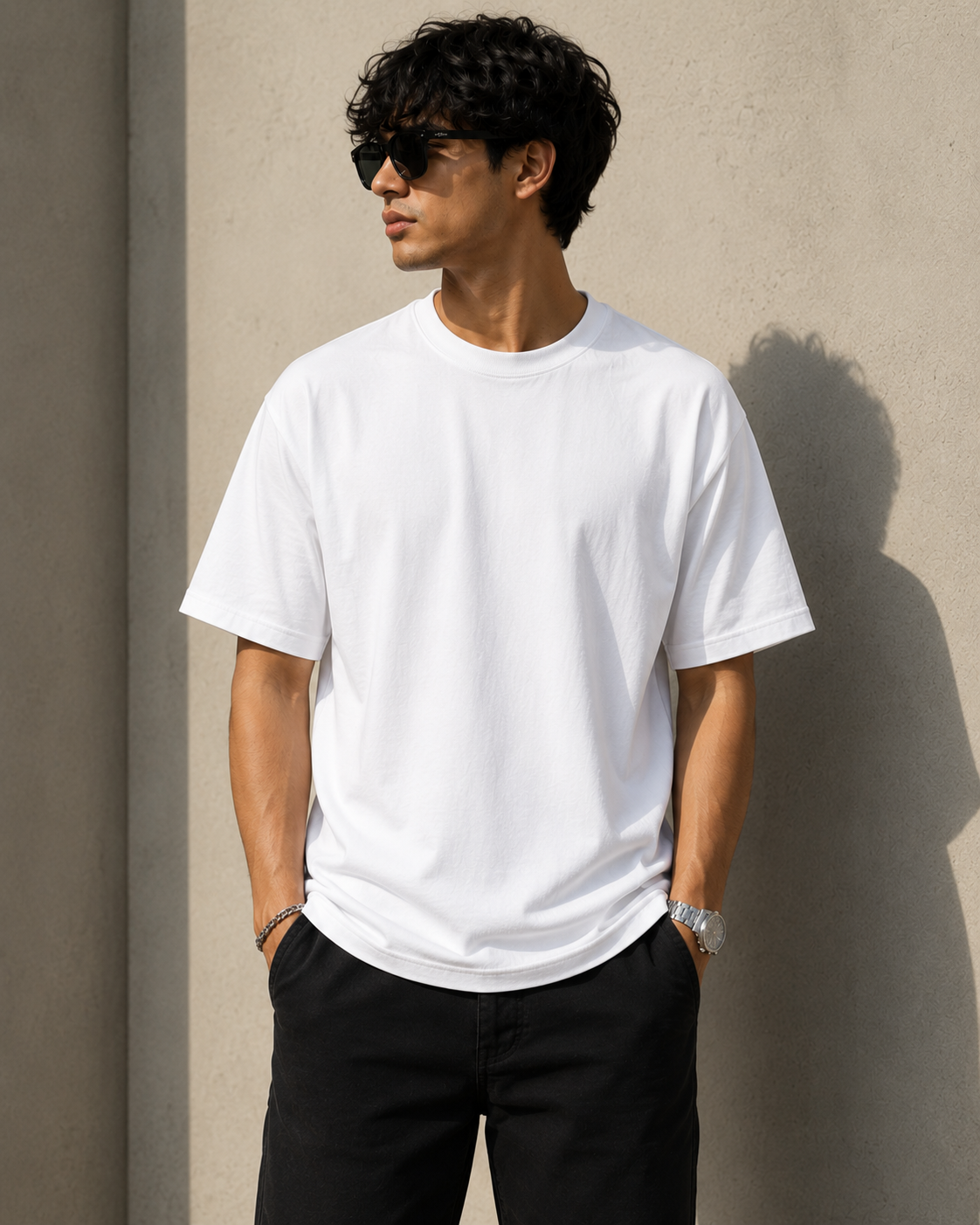Premium Cotton Regular Fit Crew Neck T-Shirt| Velvet Grid