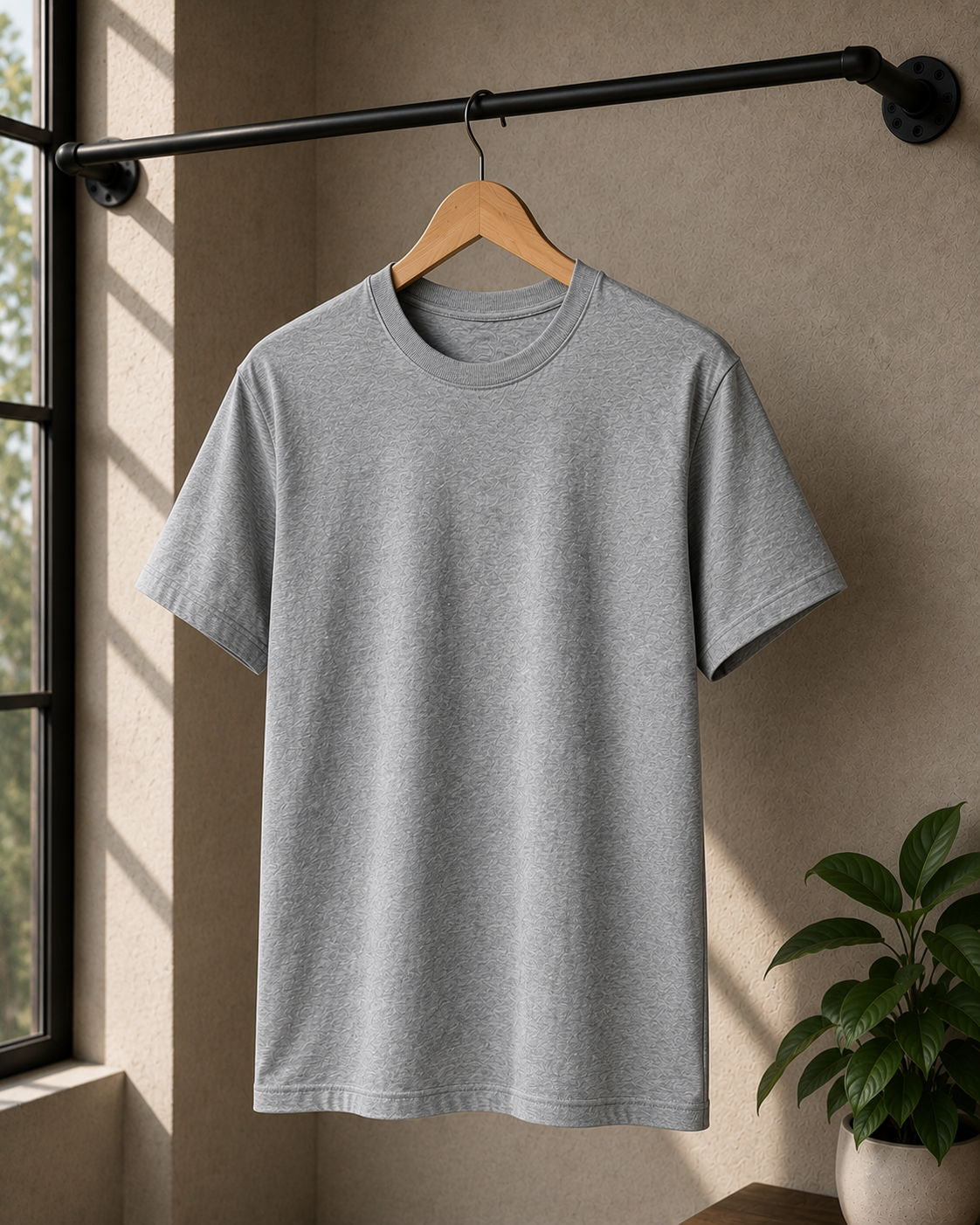 Premium Cotton Regular Fit T-Shirt| Velvet Grid
