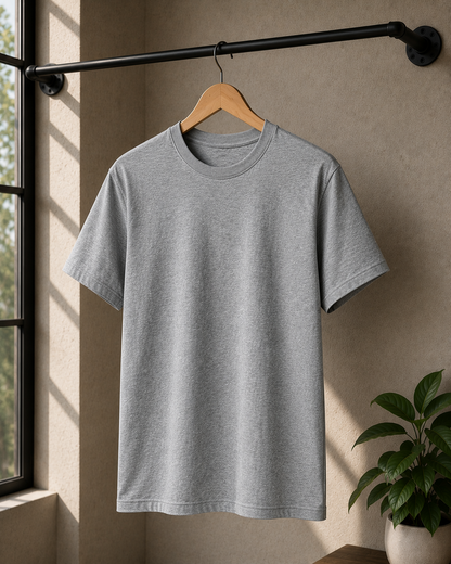 Premium Cotton Regular Fit T-Shirt| Velvet Grid