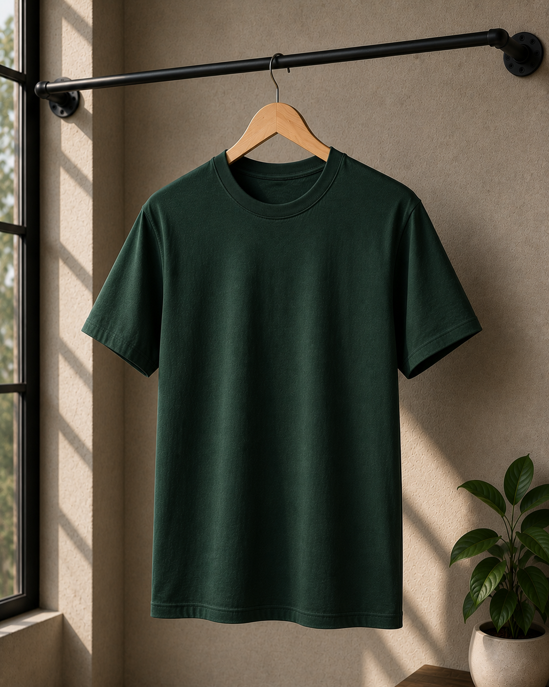 Premium Cotton Regular Fit T-Shirt| Velvet Grid
