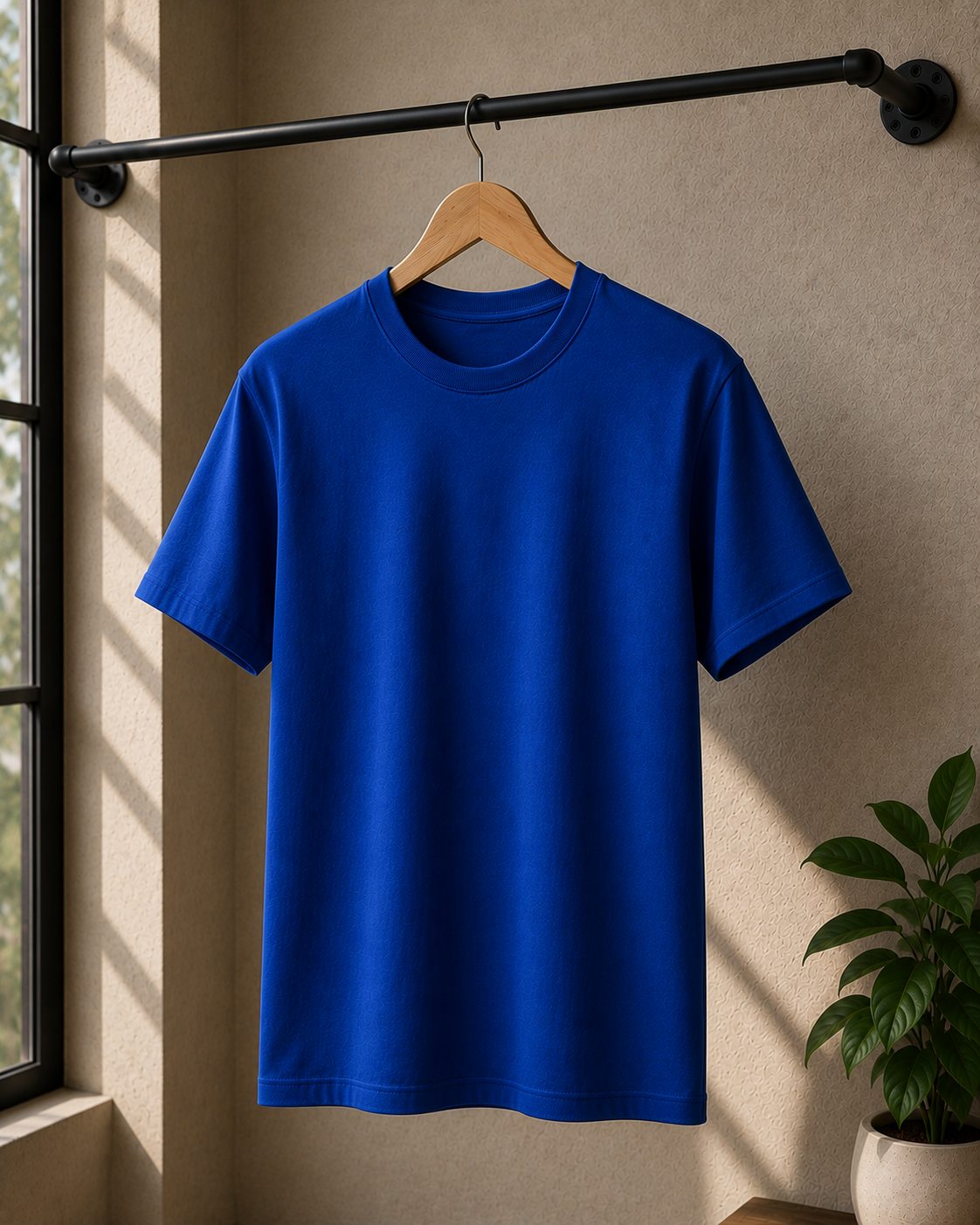 Premium Cotton Regular Fit T-Shirt| Velvet Grid