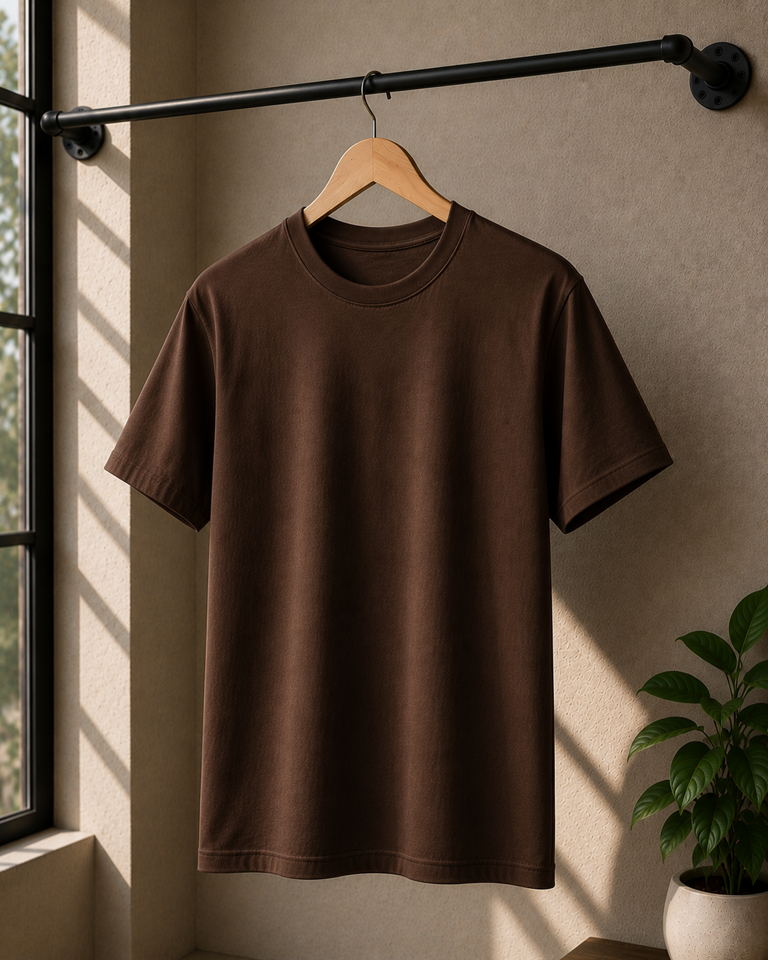 Premium Cotton Regular Fit T-Shirt| Velvet Grid
