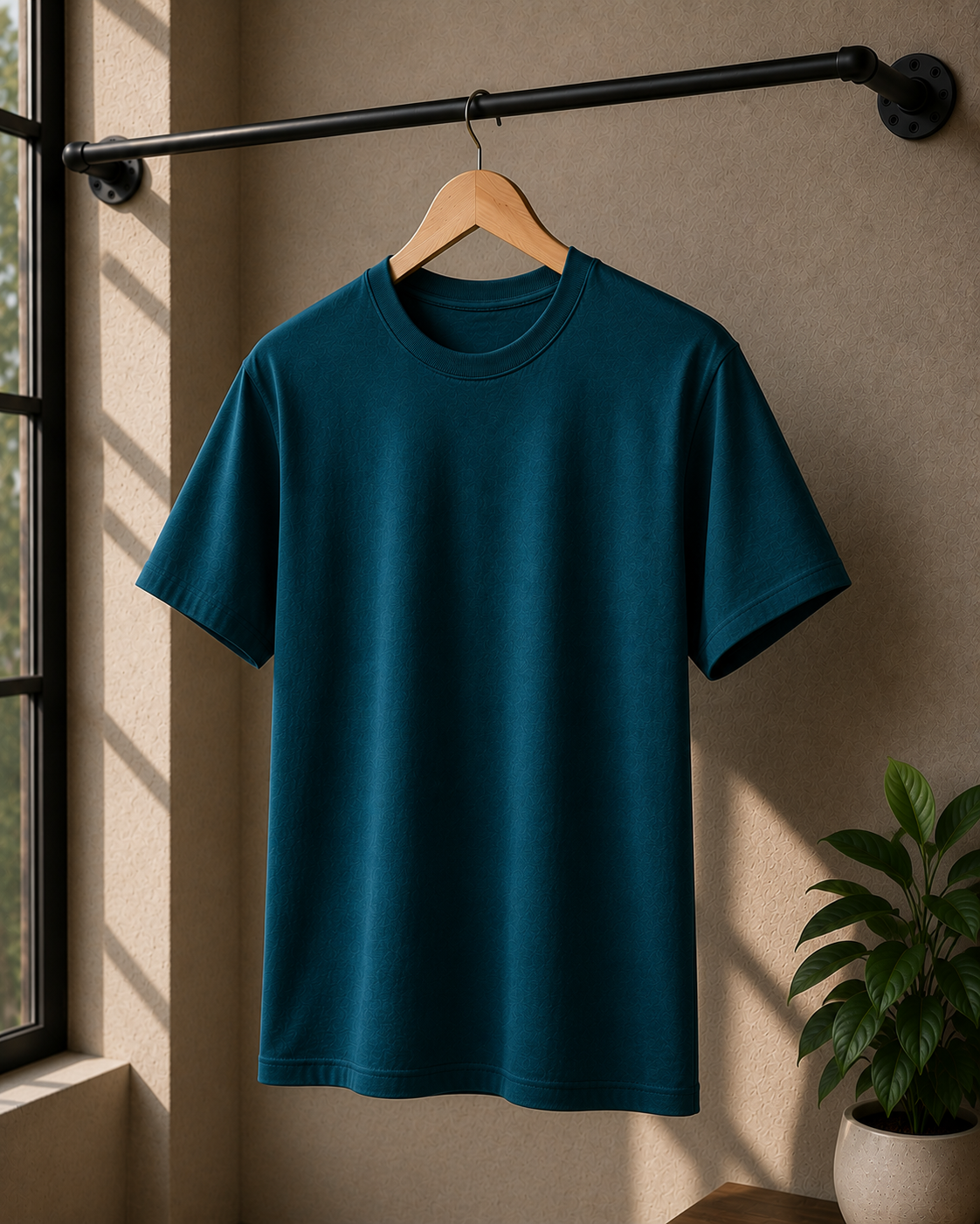 Premium Cotton Regular Fit T-Shirt| Velvet Grid