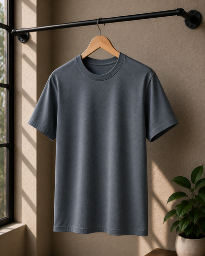 Premium Cotton Regular Fit T-Shirt| Velvet Grid