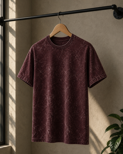Premium Cotton Acid Washed Oversized T-shirt| Velvet Grid