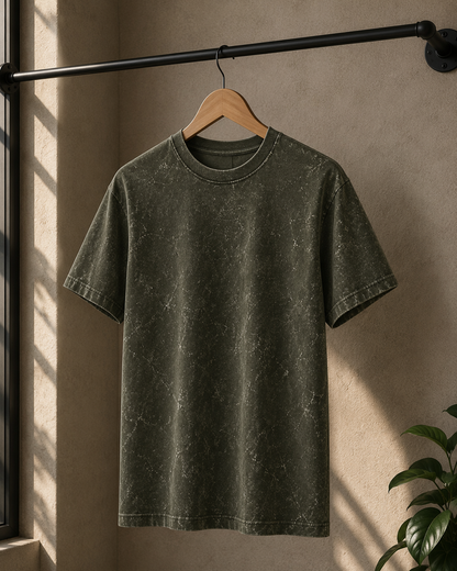 Premium Cotton Acid Washed Oversized T-shirt| Velvet Grid