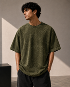 Premium Cotton Acid Washed Oversized T-shirt| Velvet Grid