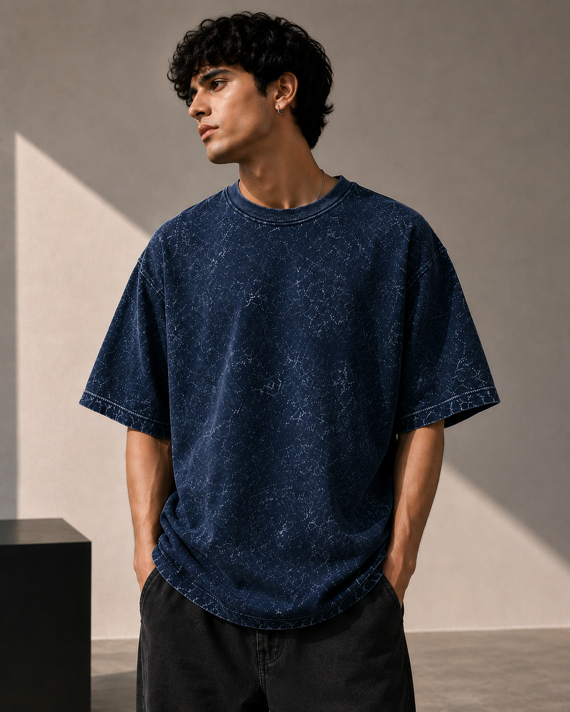 Premium Cotton Acid Washed Oversized T-shirt| Velvet Grid