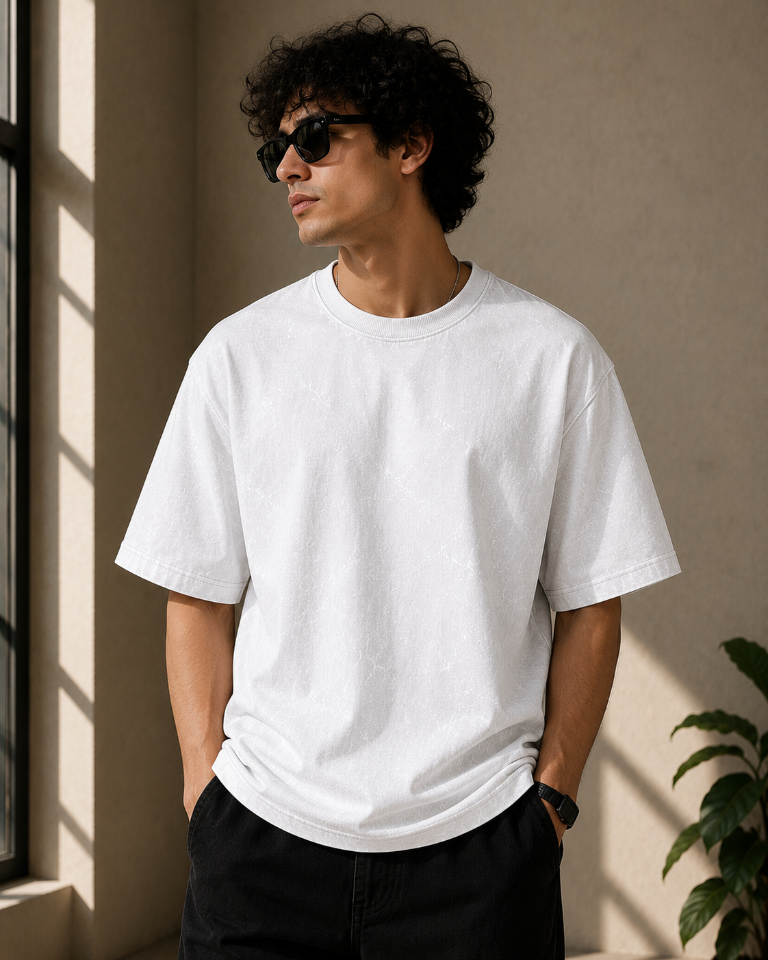Premium Cotton Oversized Classic T-Shirt| Velvet Grid