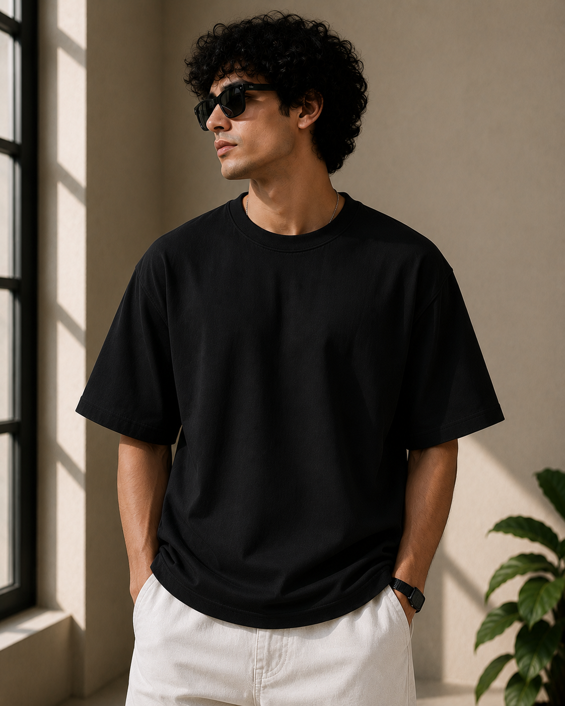 Premium Cotton Oversized Classic T-Shirt| Velvet Grid