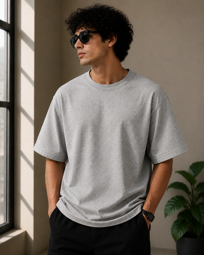 Premium Cotton Oversized Classic T-Shirt| Velvet Grid