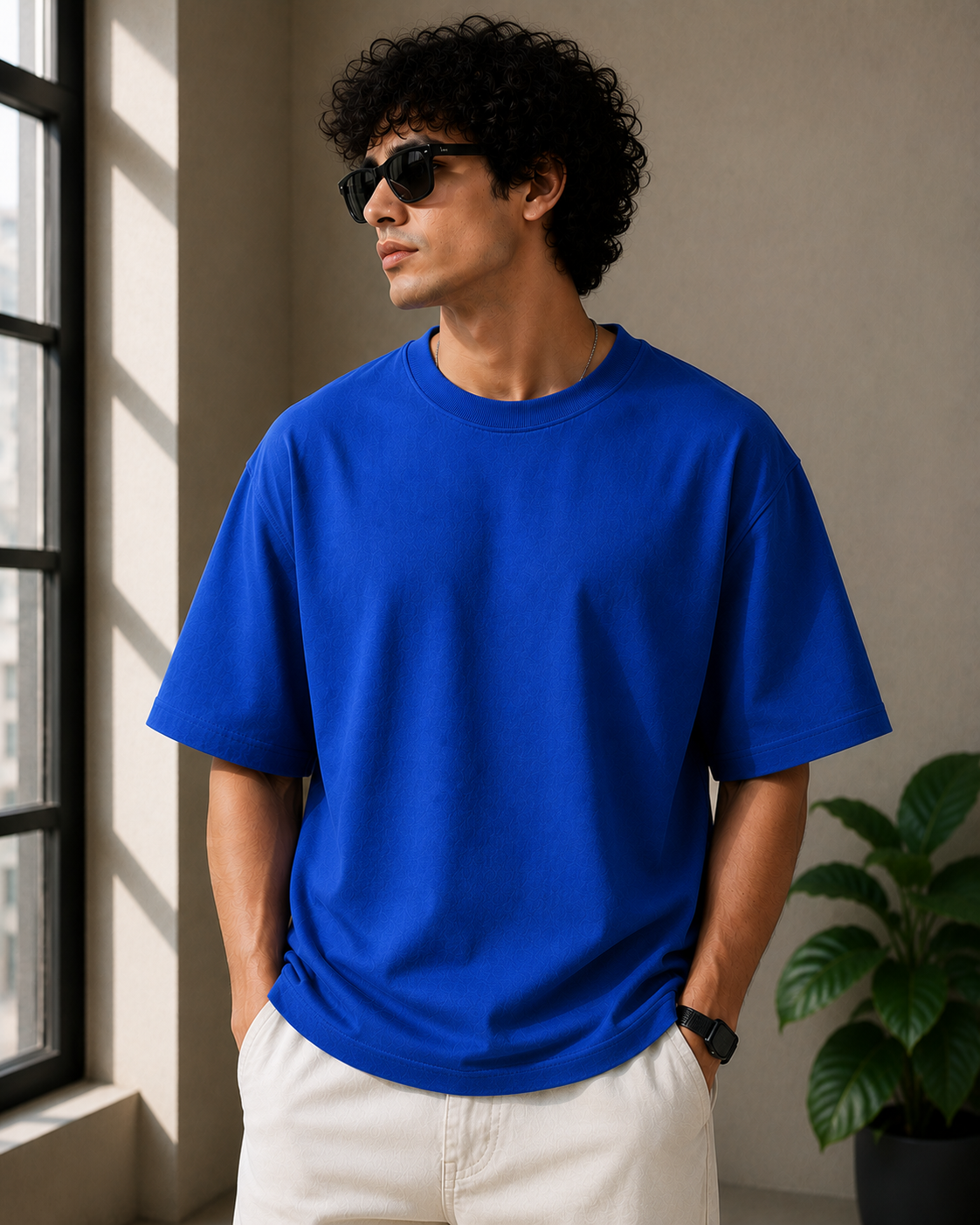 Premium Cotton Oversized Classic T-Shirt| Velvet Grid
