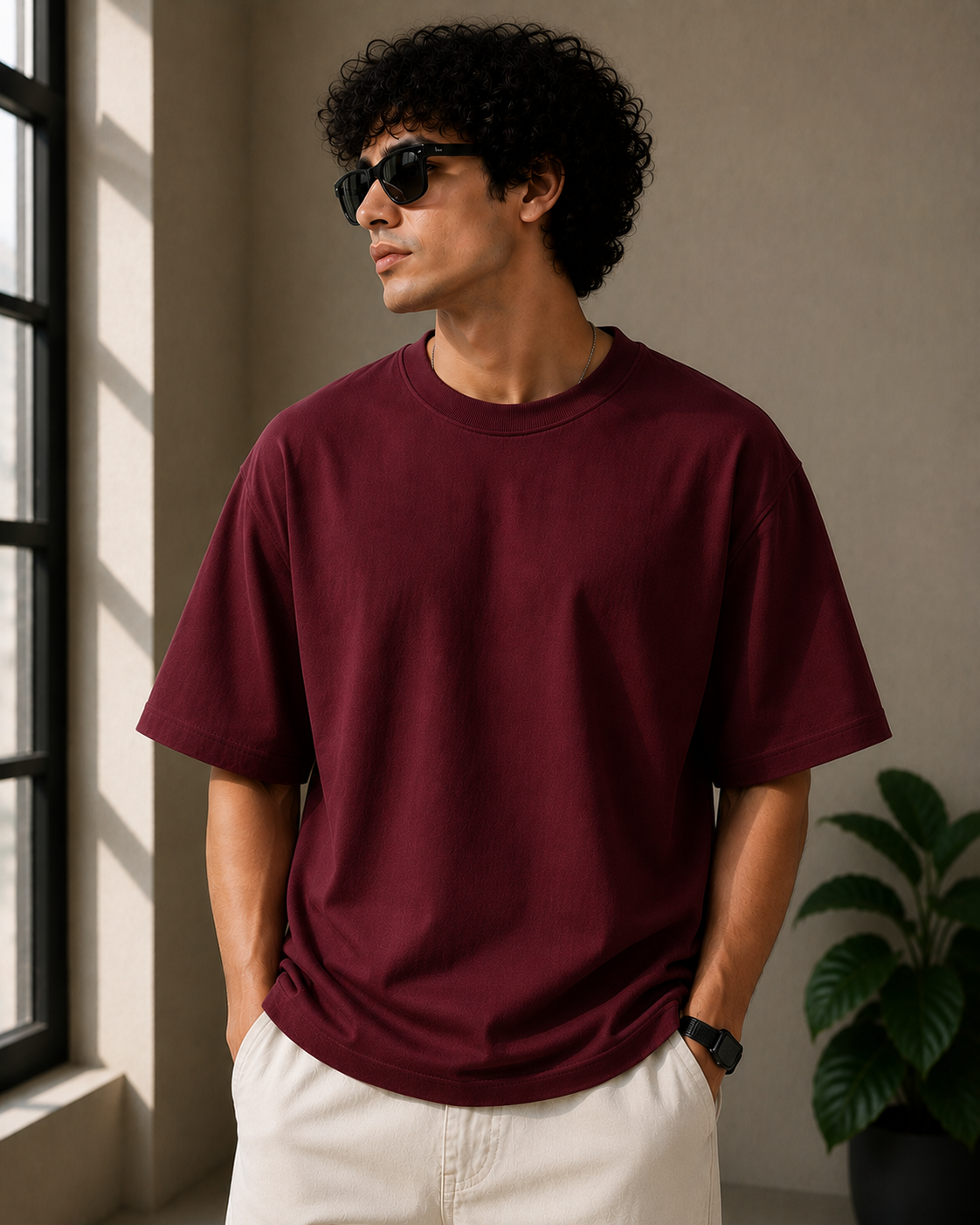 Premium Cotton Oversized Classic T-Shirt| Velvet Grid