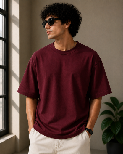 Premium Cotton Oversized Classic T-Shirt| Velvet Grid