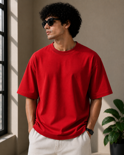 Premium Cotton Oversized Classic T-Shirt| Velvet Grid