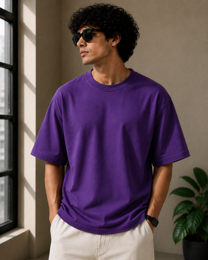Premium Cotton Oversized Classic T-Shirt| Velvet Grid