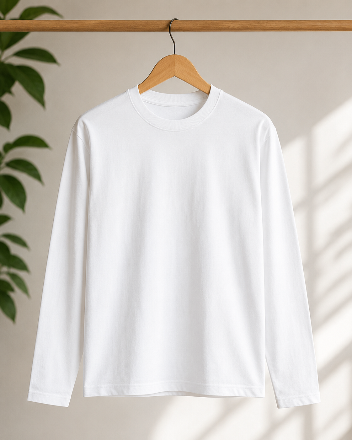 Premium Cotton Full Sleeve T-Shirt | 180 GSM Unisex Regular Fit | Velvet Grid