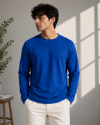 Premium Cotton Full Sleeve T-Shirt | 180 GSM Unisex Regular Fit | Velvet Grid