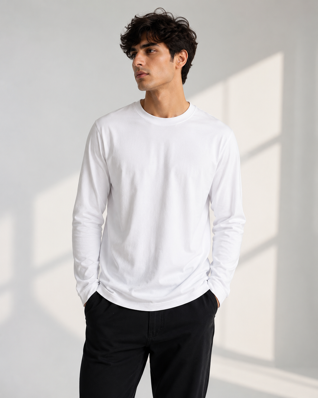 Premium Cotton Full Sleeve T-Shirt | 180 GSM Unisex Regular Fit | Velvet Grid