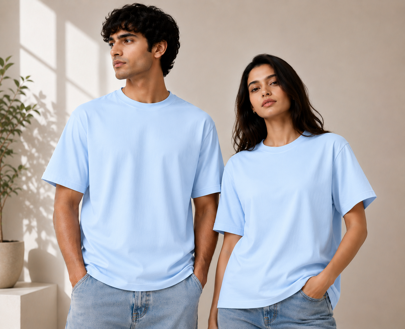 Premium Stretch Cotton Crew T-Shirt for Men & Women | Velvet Grid