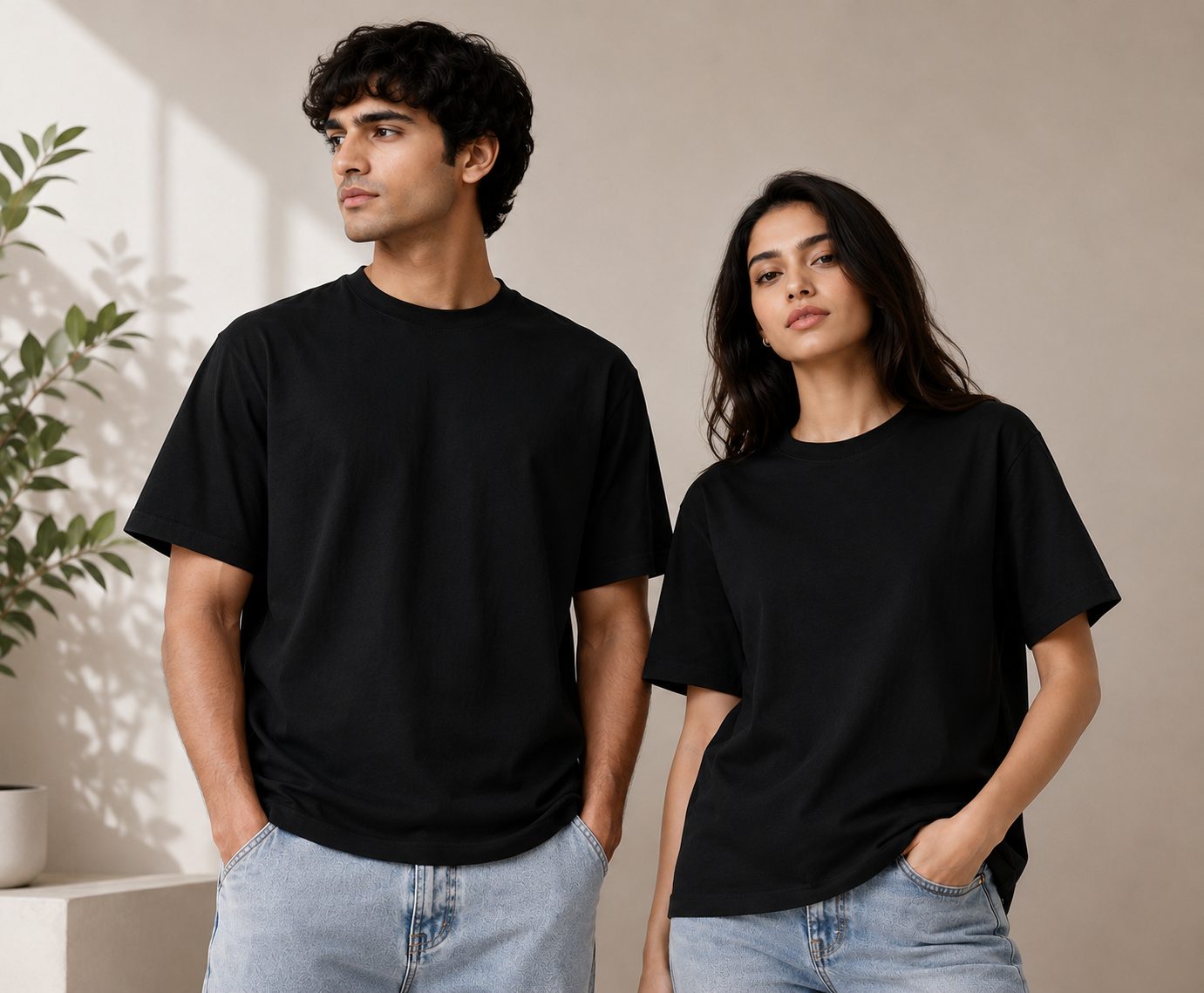 Premium Stretch Cotton Crew T-Shirt for Men & Women | Velvet Grid
