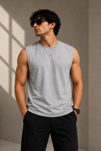 Men’s Premium Cotton Sleeveless T-Shirt | Muscle Tank Top | Velvet Grid