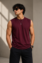 Men’s Premium Cotton Sleeveless T-Shirt | Muscle Tank Top | Velvet Grid