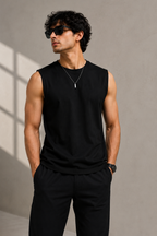 Men’s Premium Cotton Sleeveless T-Shirt | Muscle Tank Top | Velvet Grid