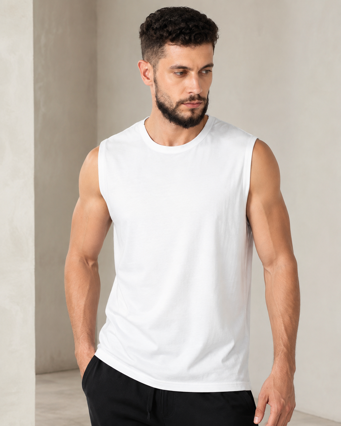 Men’s Premium Cotton Sleeveless T-Shirt | Muscle Tank Top | Velvet Grid