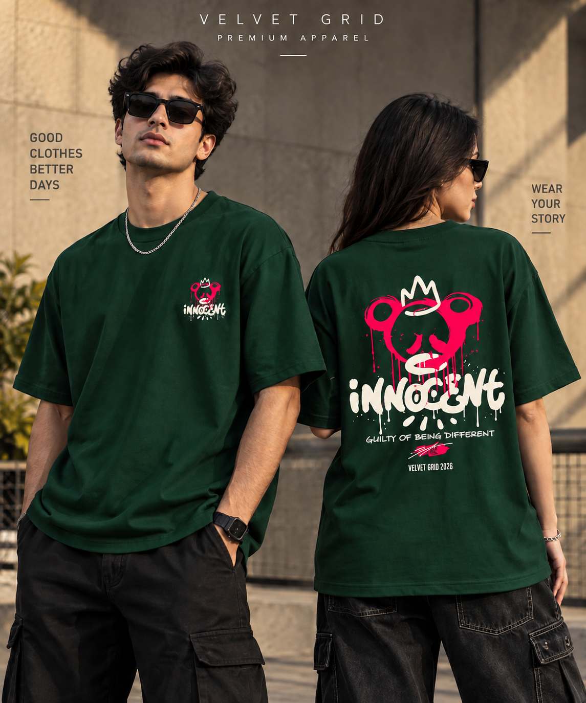 Innocent Graphic Oversized T-Shirt | Premium Streetwear Tee | Velvet Grid