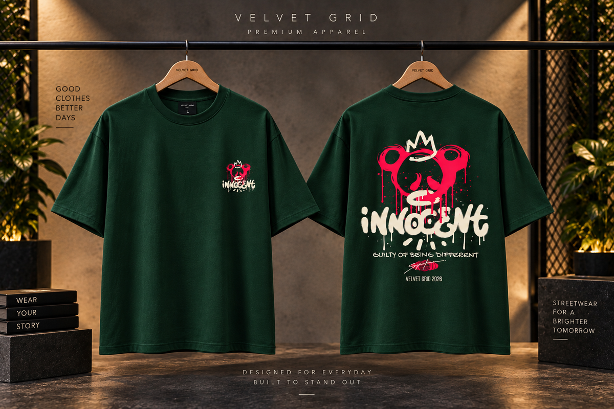 Innocent Graphic Oversized T-Shirt | Premium Streetwear Tee | Velvet Grid