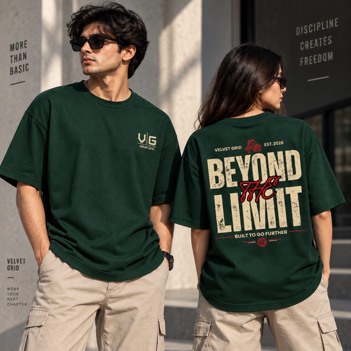 Beyond Limit Graphic Printed Oversized T-Shirt | Velvet Grid