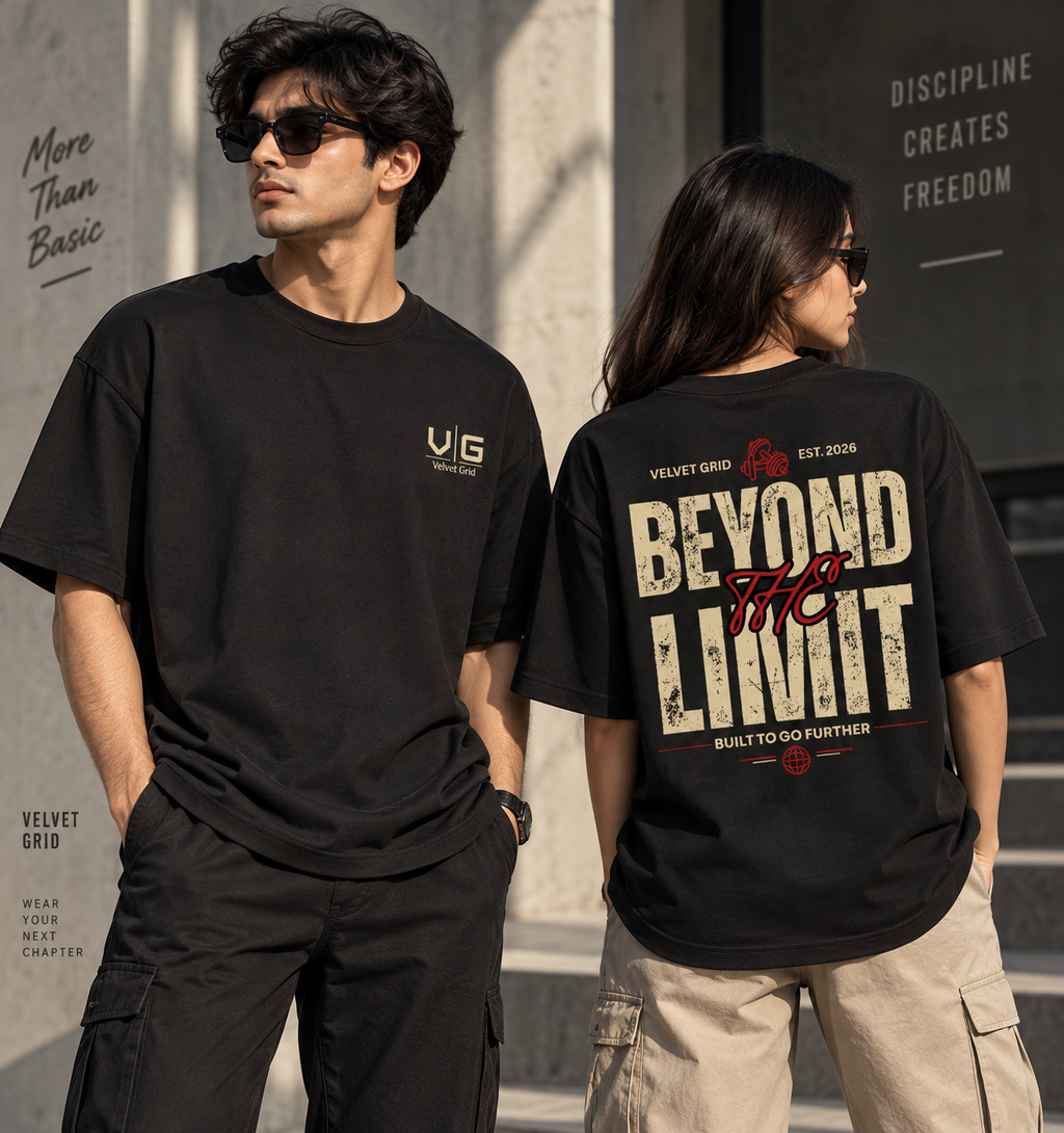 Beyond Limit Graphic Printed Oversized T-Shirt | Velvet Grid