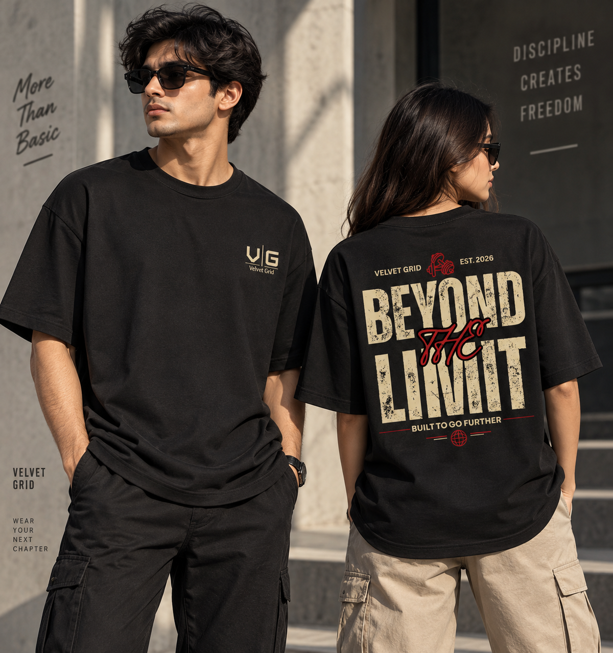 Beyond Limit Graphic Printed Oversized T-Shirt | Velvet Grid