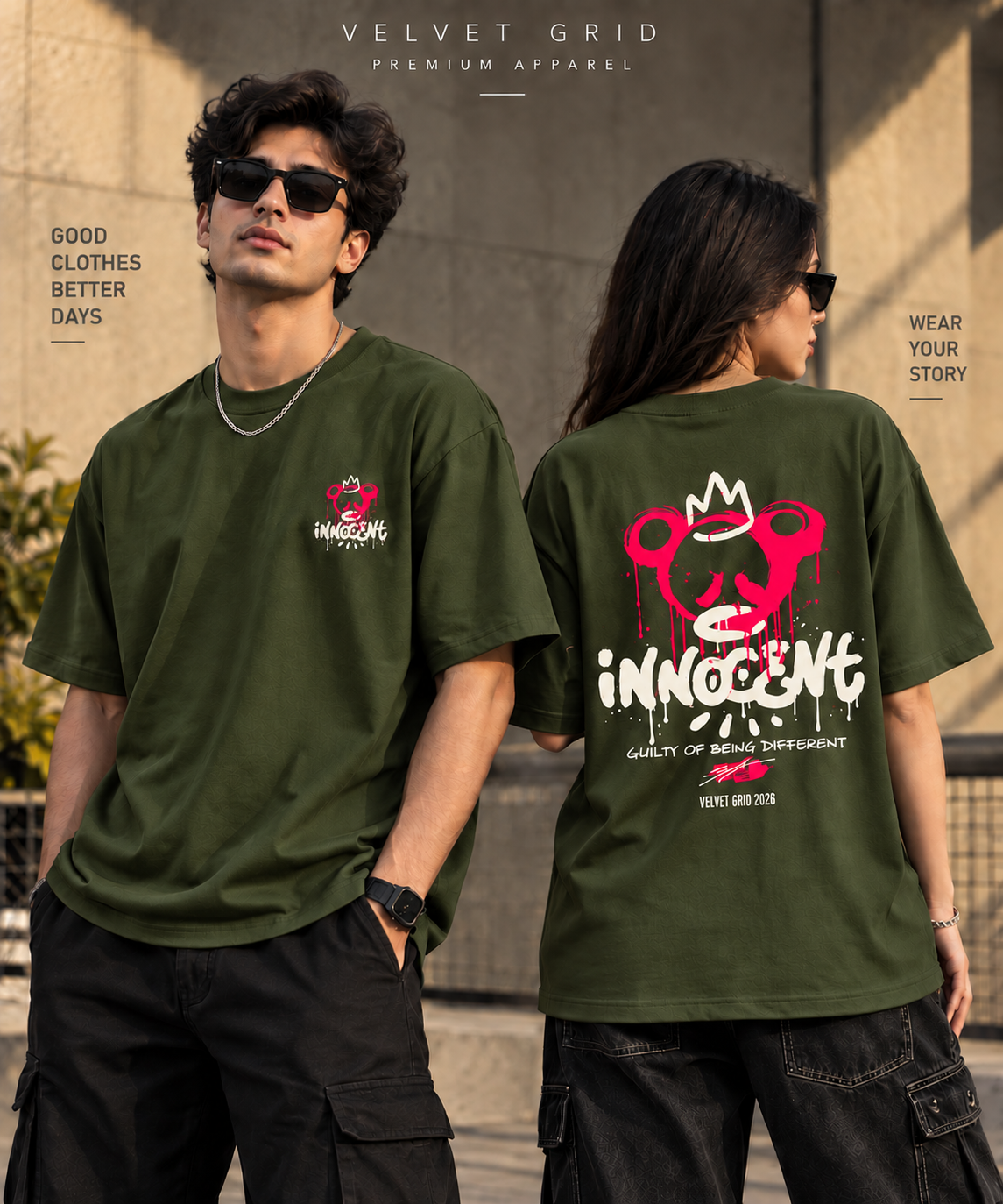 Innocent Graphic Oversized T-Shirt | Premium Streetwear Tee | Velvet Grid