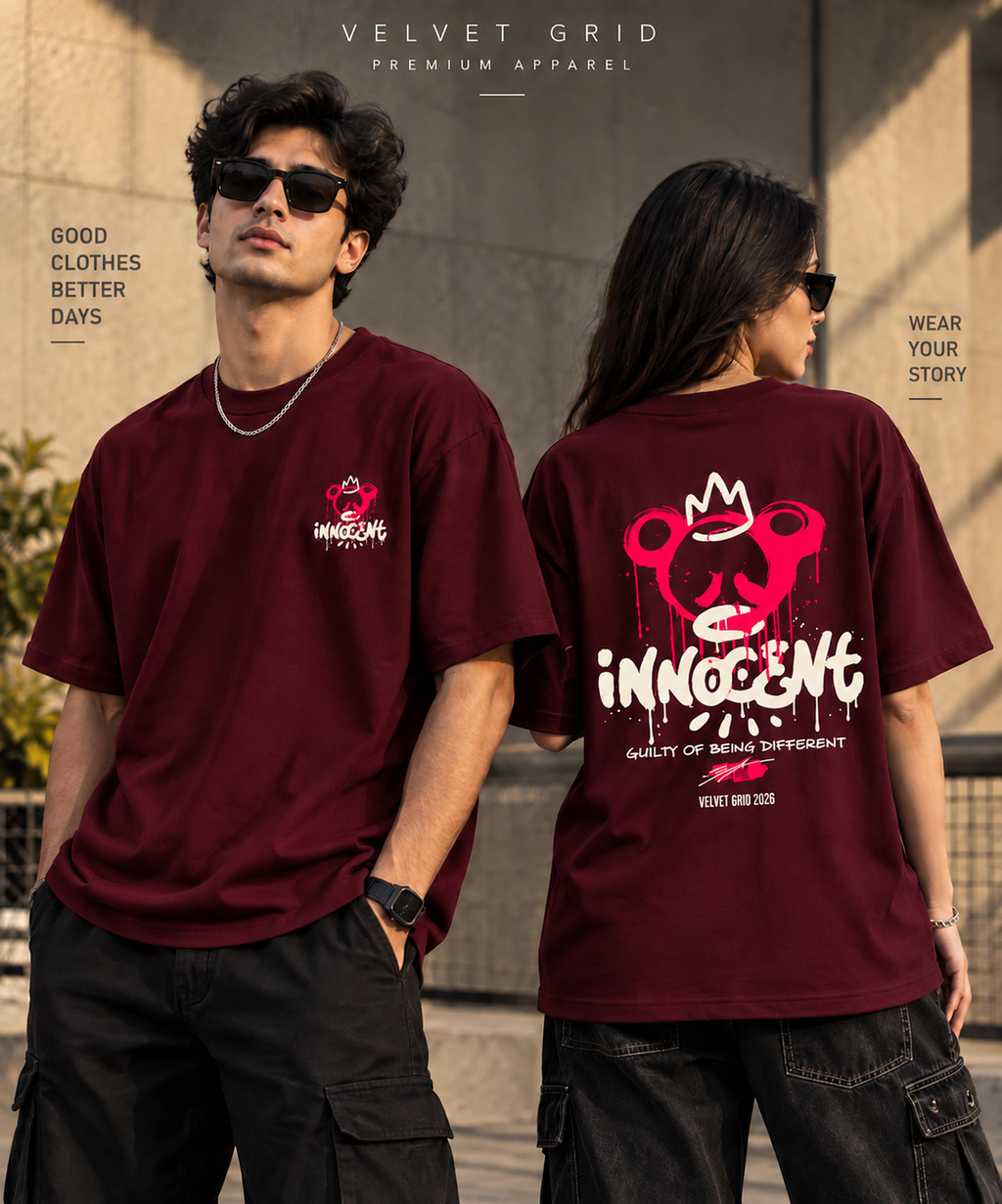 Innocent Graphic Oversized T-Shirt | Premium Streetwear Tee | Velvet Grid