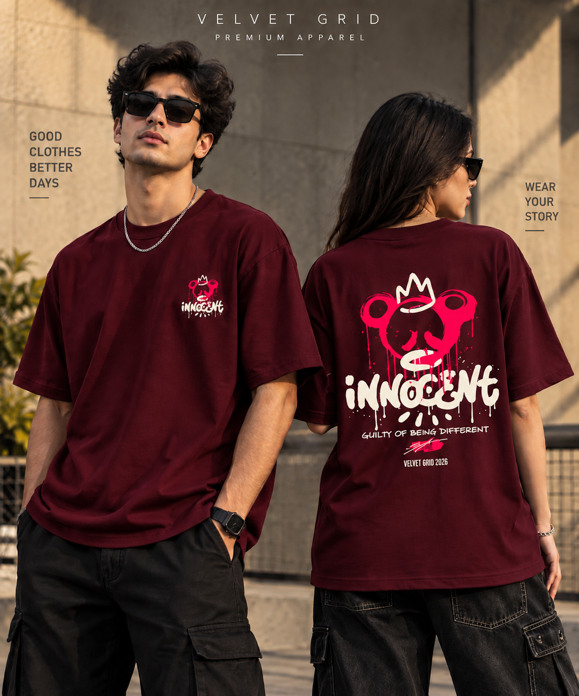 Innocent Graphic Oversized T-Shirt | Premium Streetwear Tee | Velvet Grid