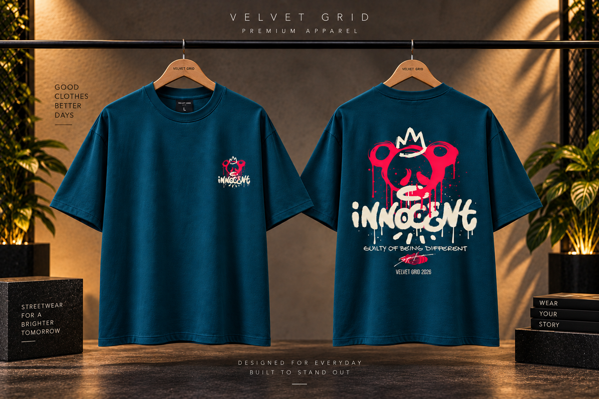 Innocent Graphic Oversized T-Shirt | Premium Streetwear Tee | Velvet Grid