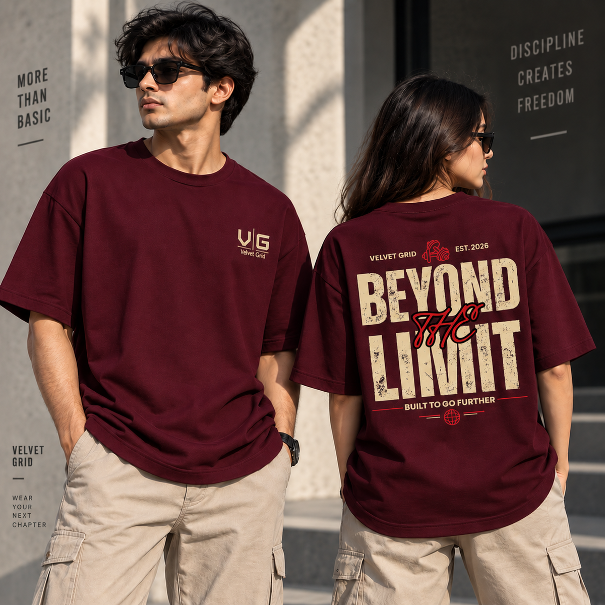 Beyond Limit Graphic Printed Oversized T-Shirt | Velvet Grid