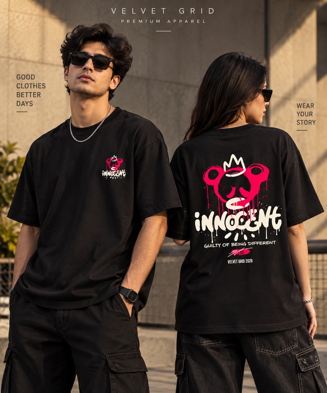 Innocent Graphic Oversized T-Shirt | Premium Streetwear Tee | Velvet Grid