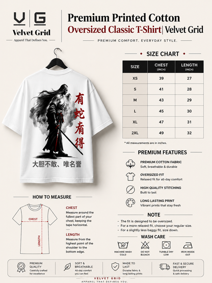 Premium Printed Oversized Classic T-Shirt | Velvet Grid