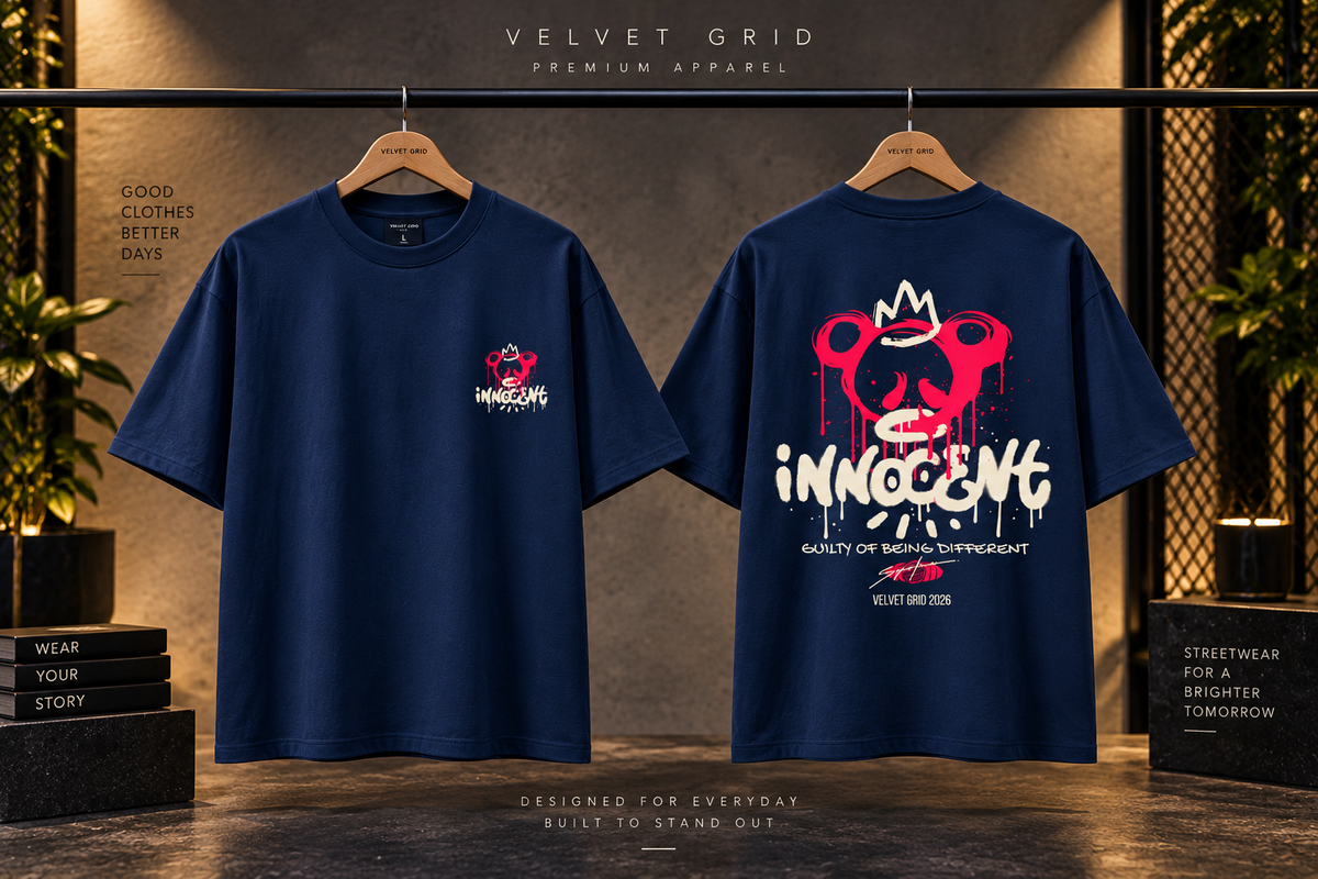 Innocent Graphic Oversized T-Shirt | Premium Streetwear Tee | Velvet Grid