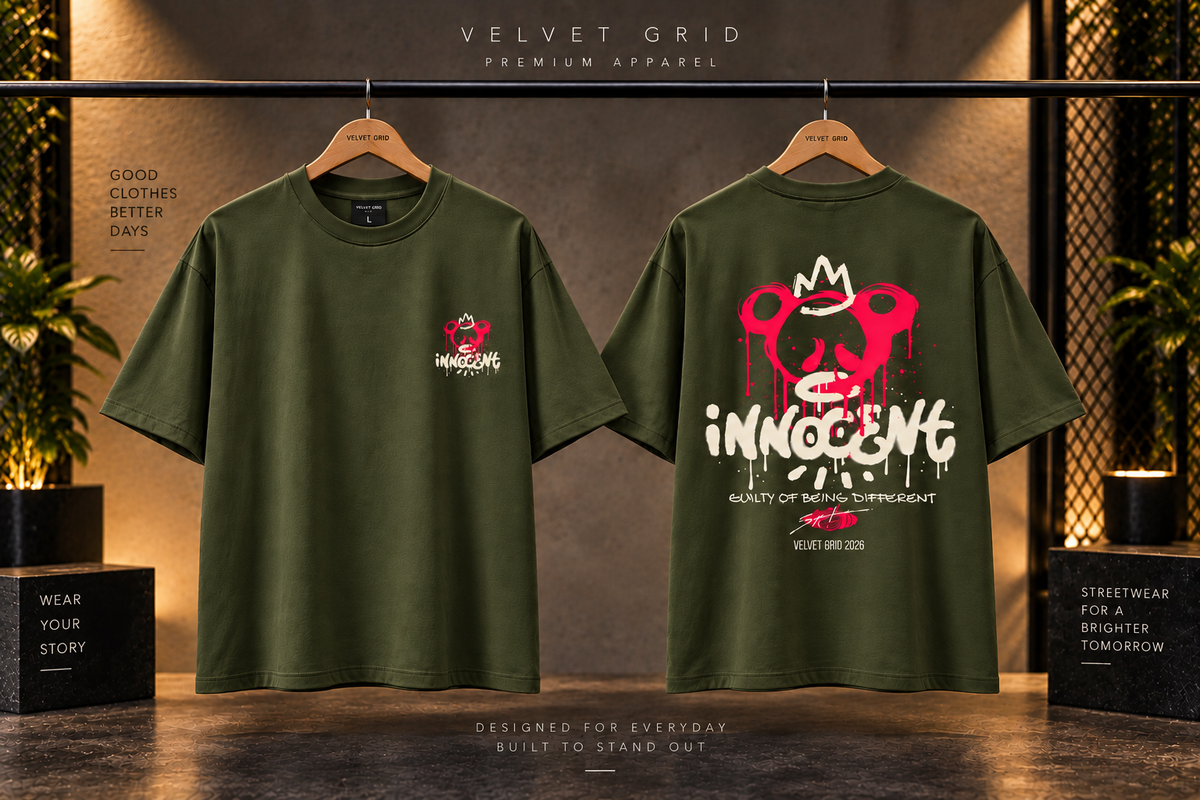 Innocent Graphic Oversized T-Shirt | Premium Streetwear Tee | Velvet Grid