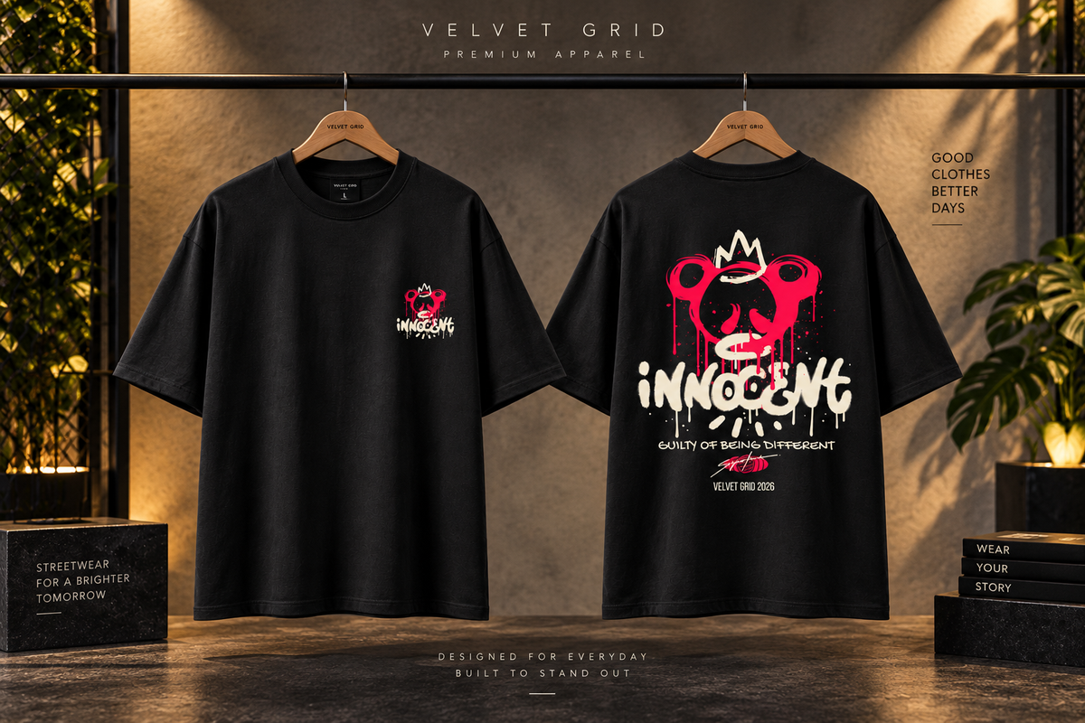 Innocent Graphic Oversized T-Shirt | Premium Streetwear Tee | Velvet Grid