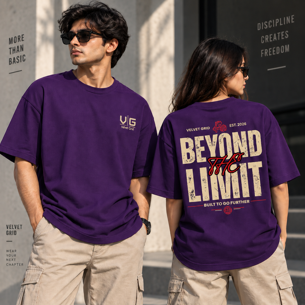 Beyond Limit Graphic Printed Oversized T-Shirt | Velvet Grid