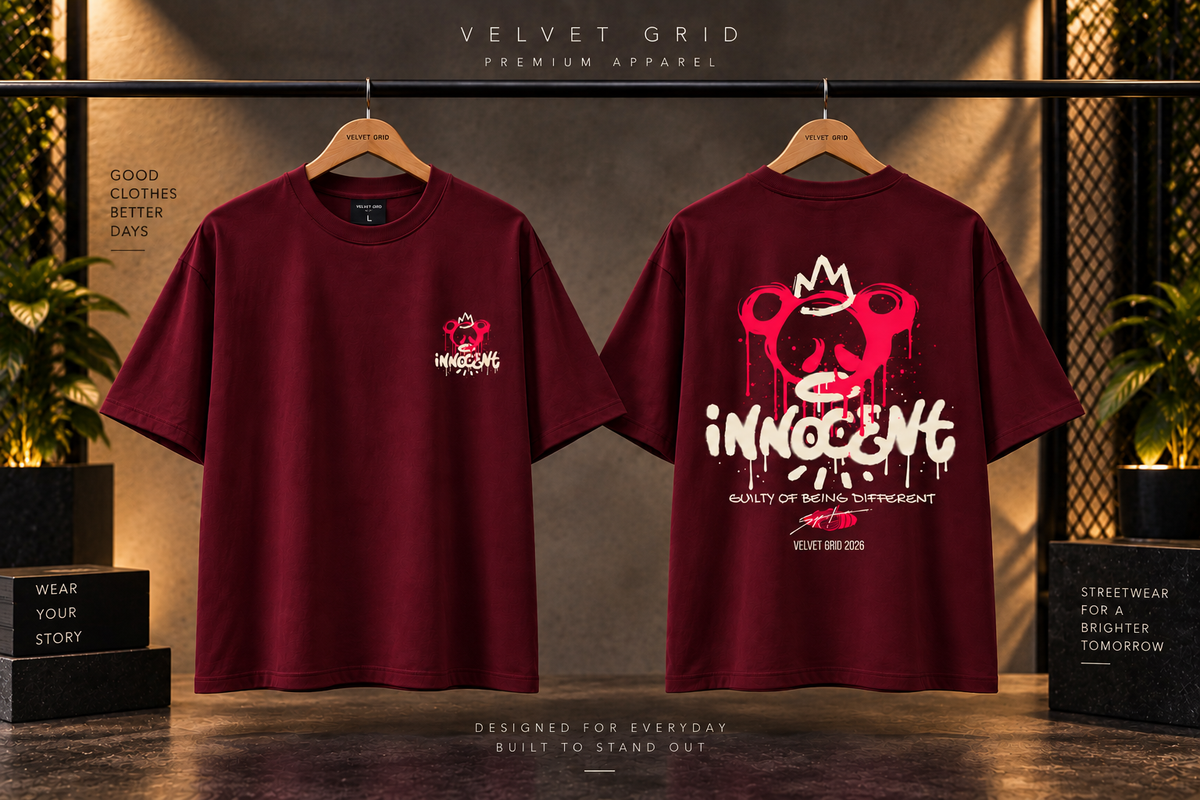 Innocent Graphic Oversized T-Shirt | Premium Streetwear Tee | Velvet Grid