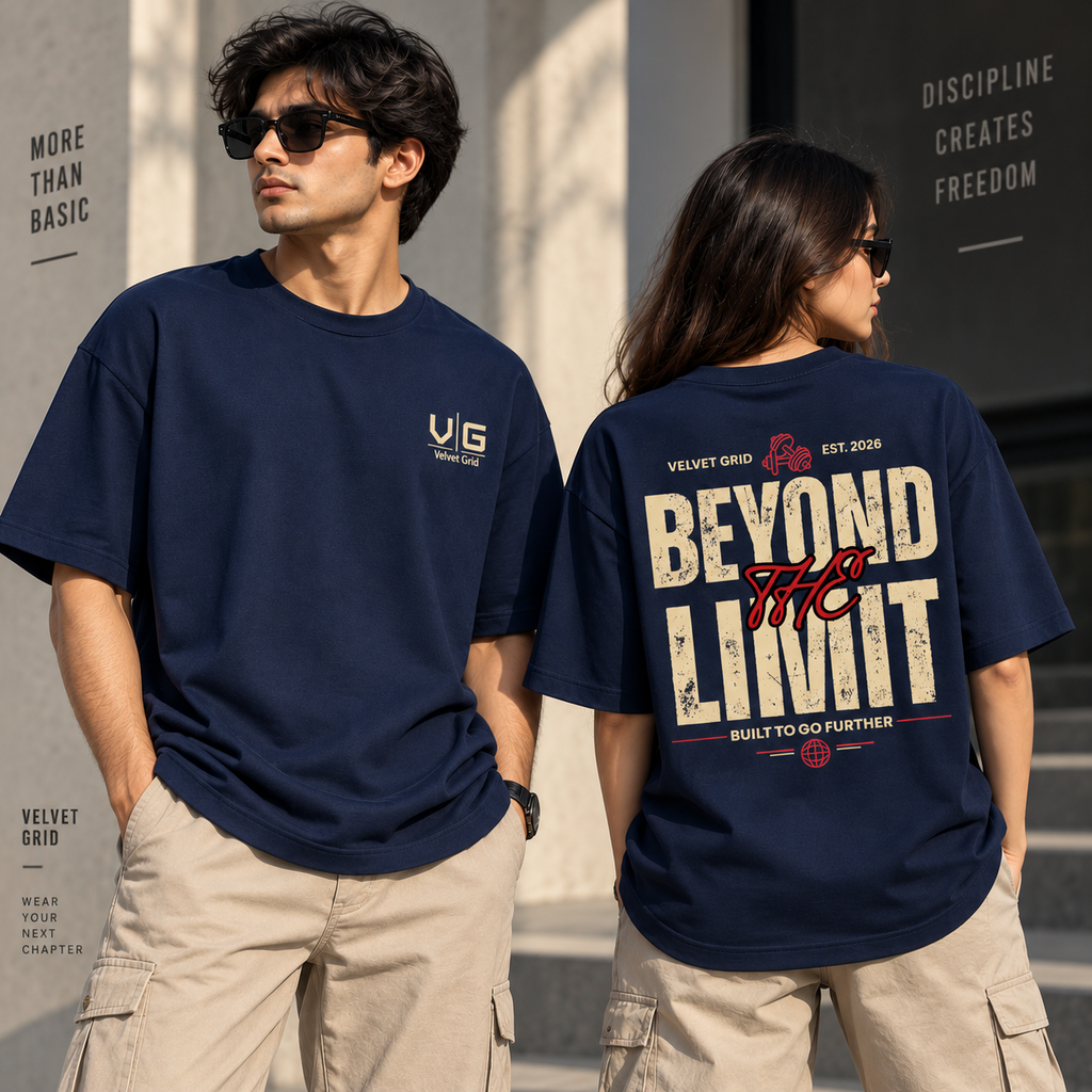 Beyond Limit Graphic Printed Oversized T-Shirt | Velvet Grid